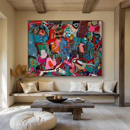 Colorful Abstract Mosaic - Vibrant Living Room or Office Art DLZ242