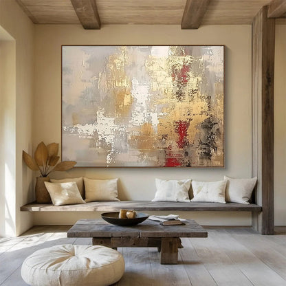 Gold & Red Abstract Elegance - Sophisticated Dining Room Glam DLZ045