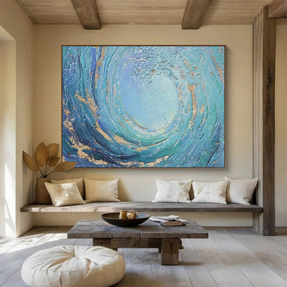 Textured Ocean Vortex - Dramatic Coastal Living Room Art DLZ254