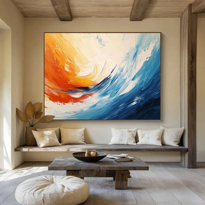 “Vibrant Color Swirl” - Orange, Blue, White, Abstract Dynamic Swirl HB1126