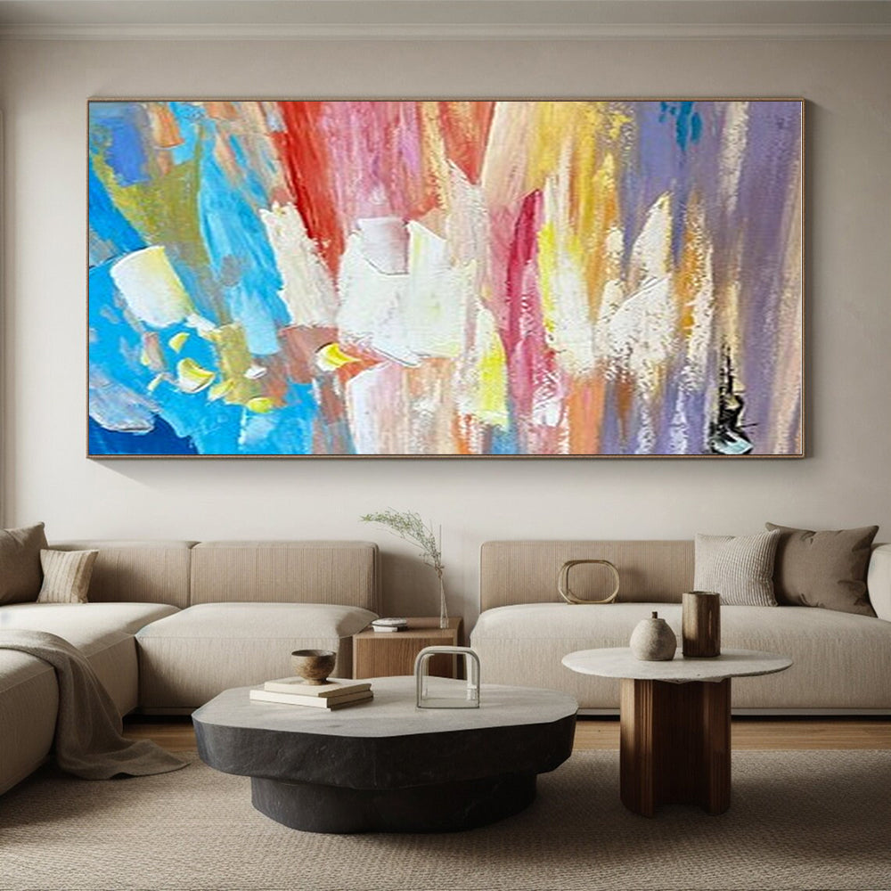 Giant Contemporary Abstract Painting for Modern Master Bedroom Bedhead Wall