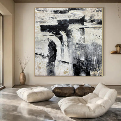 Extra-Huge Hand-Painted Modern Abstract Artwork for Bedroom Above Bed Benches