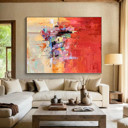 Giant Hand-Painted Abstract Canvas for Nursery Changing Table Feature Walls