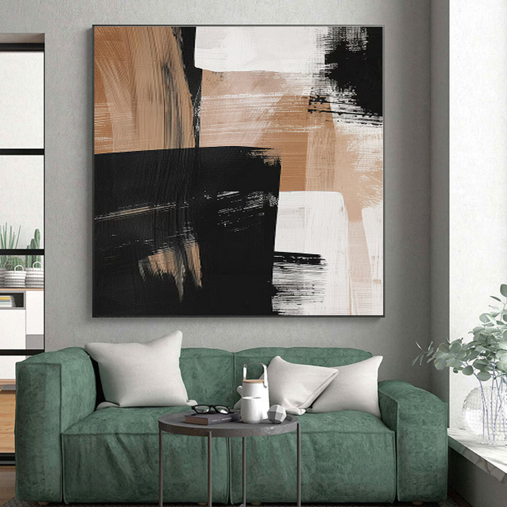 Gigantic Custom Abstract Canvas for Family Room Mantel Feature Wall