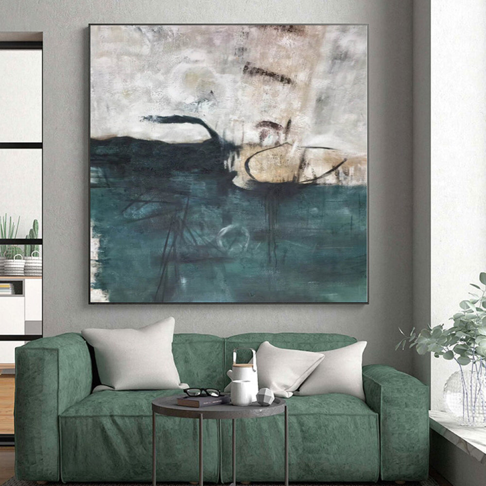 Giant Hand-Painted Abstract Art for Basement Recreation and Gaming Zones