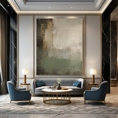 Oversized Custom Hand-Painted Abstract Mural for Living Room and Bar