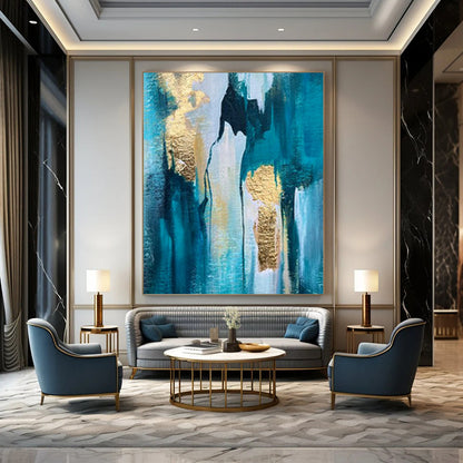 Oversized Hand-Painted Modern Abstract Painting for Elegant Home Bedrooms