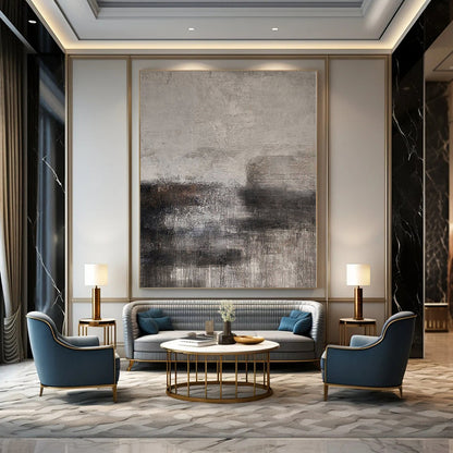 Monumental Handcrafted Abstract Canvas for Cultural Center Atriums