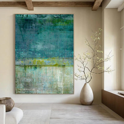 Custom Oversized Abstract Canvas for Balcony Lounges - Hand-Painted Acrylic