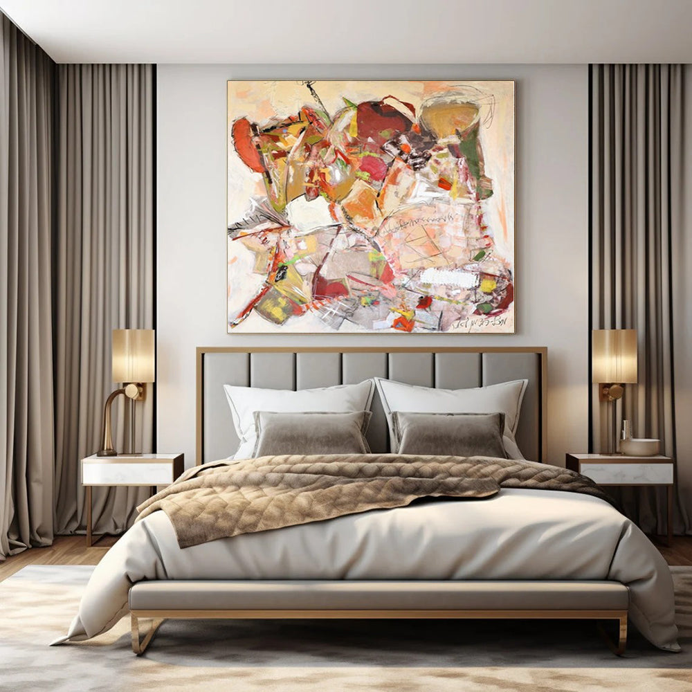 Super-Sized Hand-Painted Modern Abstract Wall Decor for Dining Room Behind Dining Sets