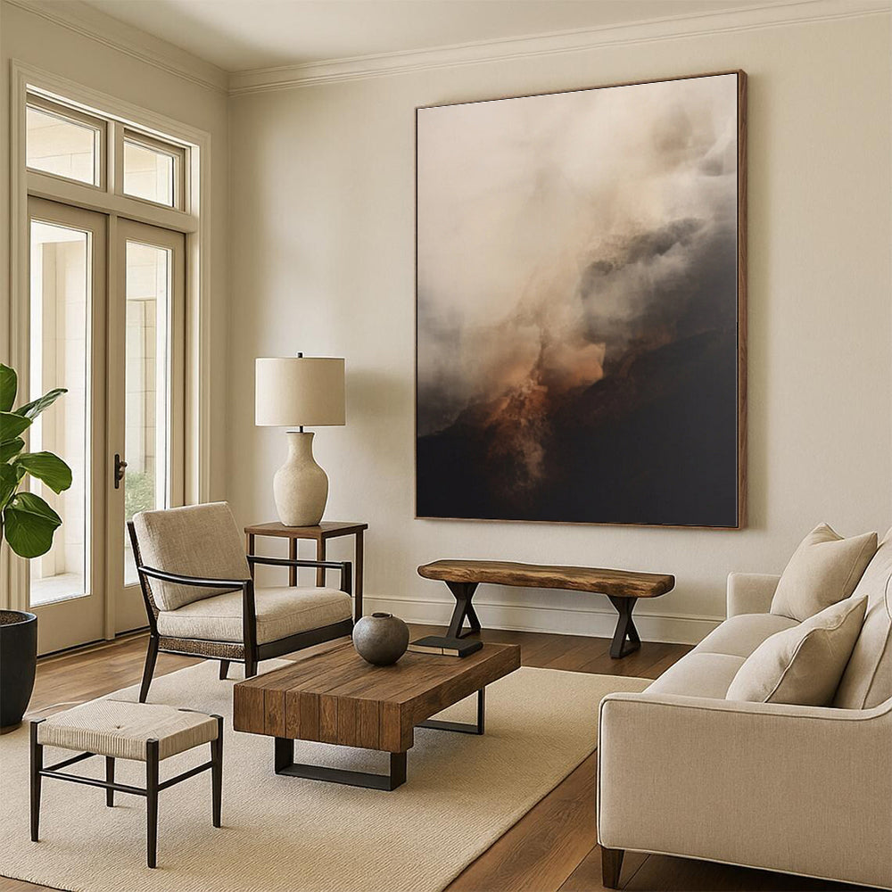 Monumental Hand-Painted Abstract Canvas for Kitchen Heart Wall