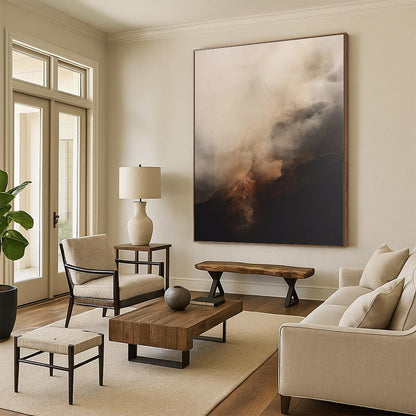 Monumental Hand-Painted Abstract Canvas for Kitchen Heart Wall