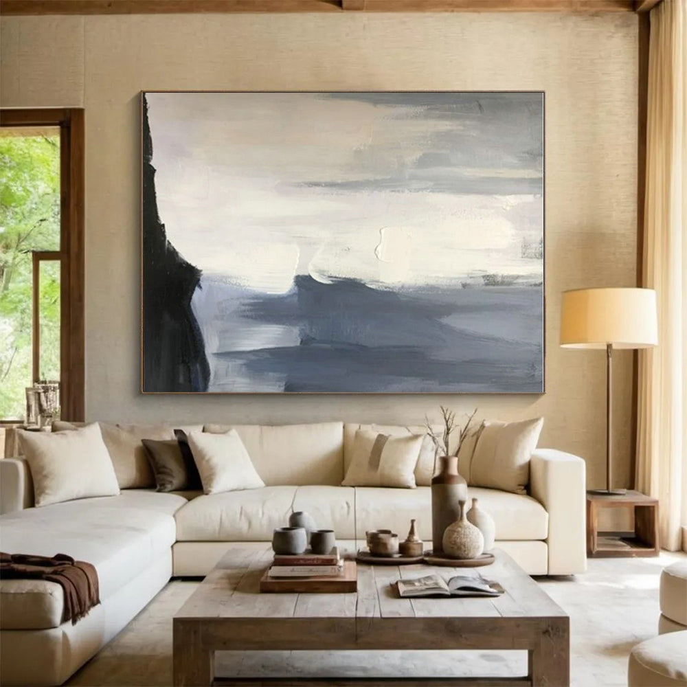 Oversized Bespoke Hand-Painted Abstract Canvas for Bathroom Shower Alcove Wall LargeART0614