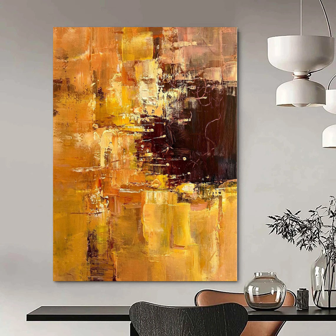 Custom Oversized Abstract Canvas for Sunroom Skylight Areas - Hand-Painted Acrylic