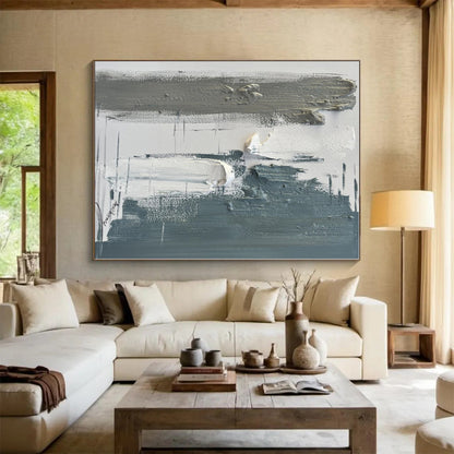 Custom Giant Hand-Painted Abstract Canvas for Bathroom Vanity Feature Wall