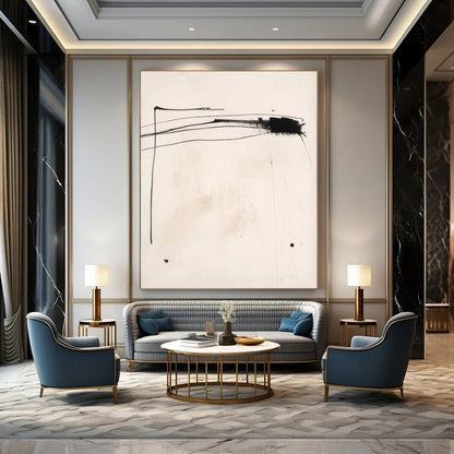 Colossal Hand-Painted Contemporary Abstract Canvas for Luxury Hotel Conference Center Foyers