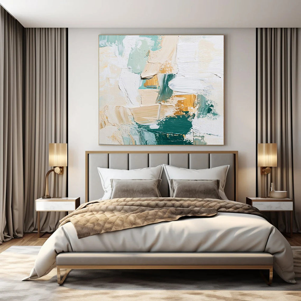 Huge Hand-Painted Contemporary Abstract Canvas for Office Waiting Areas