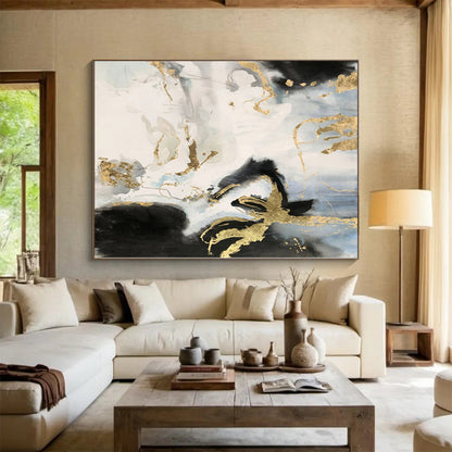 Gigantic Made-to-Order Abstract Painting for Living Room Fireplace Surround