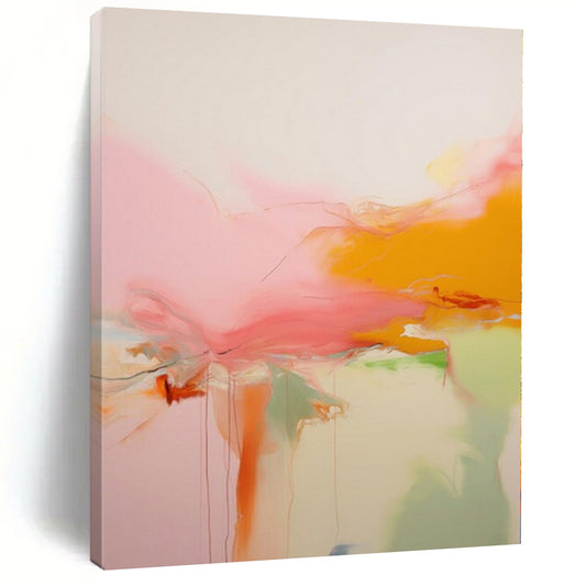 Large Hand-Painted Contemporary Abstract Wall Art for Dining Room Behind China Cabinets