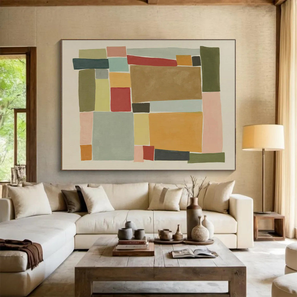 Giant Made-to-Order Abstract Painting for Living Room Bookshelf Feature Walls