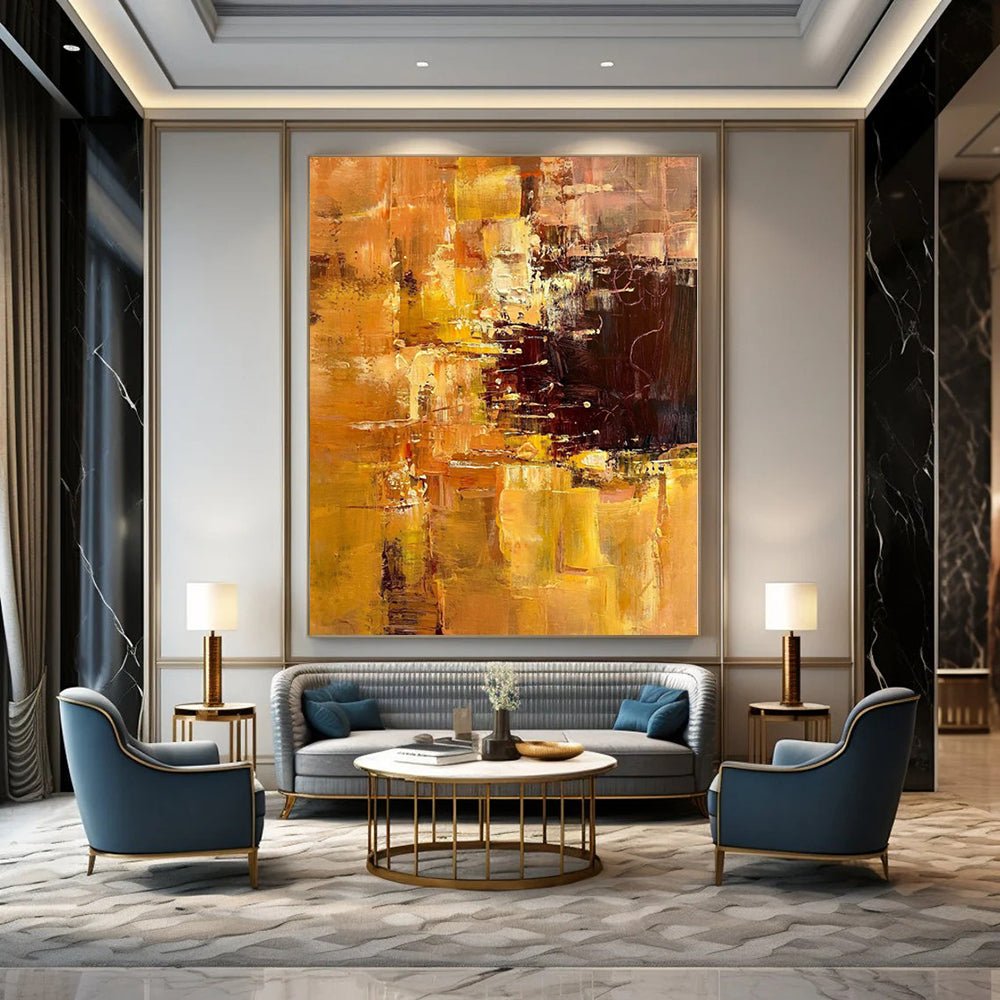 Custom Oversized Abstract Canvas for Sunroom Skylight Areas - Hand-Painted Acrylic