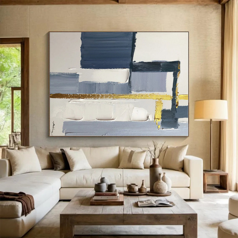 Custom-Made Mammoth Hand-Painted Abstract Painting for Master Bedroom Retreat Wall