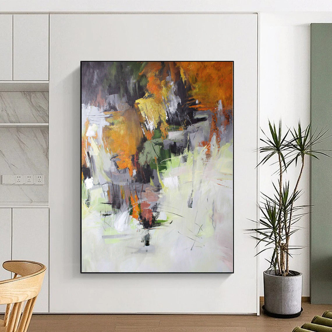 Giant Hand-Painted Abstract Canvas for Nursery Feature Walls