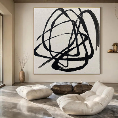 Colossal Hand-Painted Contemporary Abstract Canvas for Living Room Media Walls