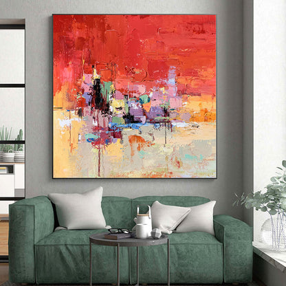 Giant Hand-Painted Abstract Canvas for Nursery Changing Table Feature Walls