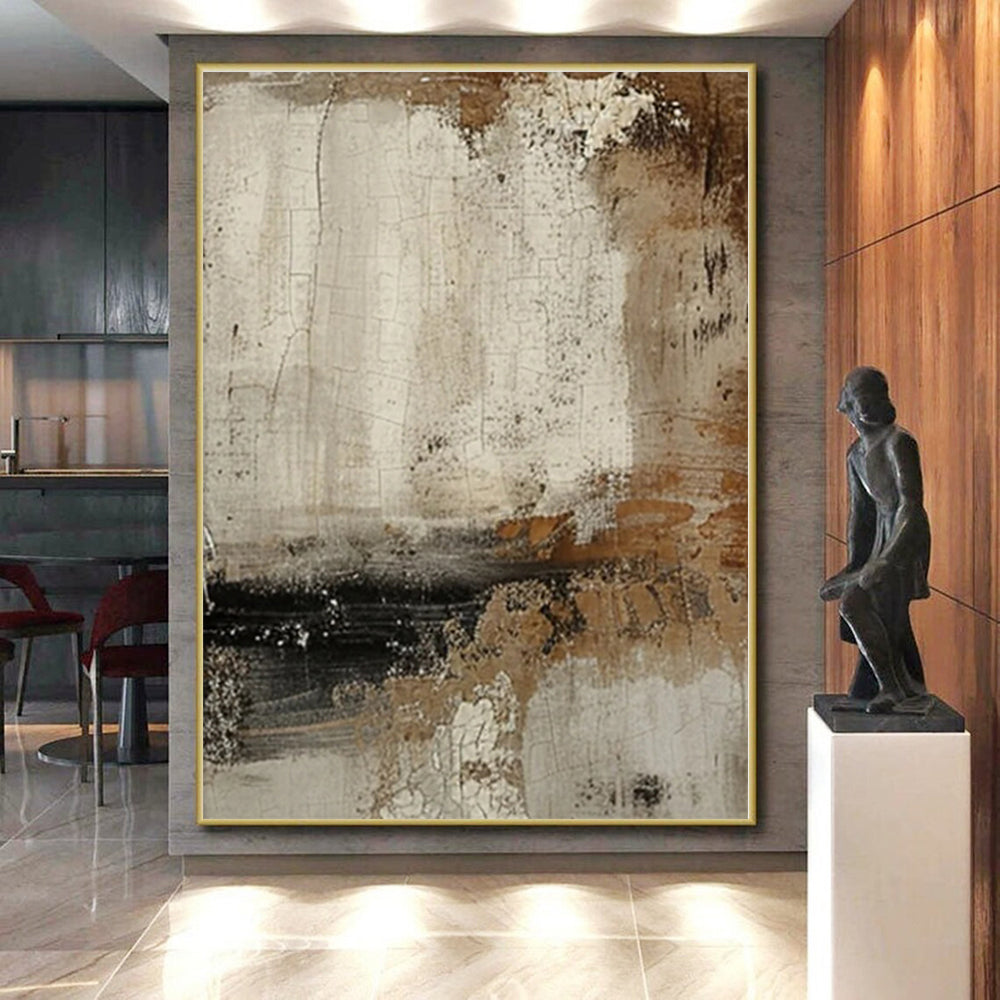 Monumental Organic Hand-Painted Abstract Canvas for Kitchen Heart Wall