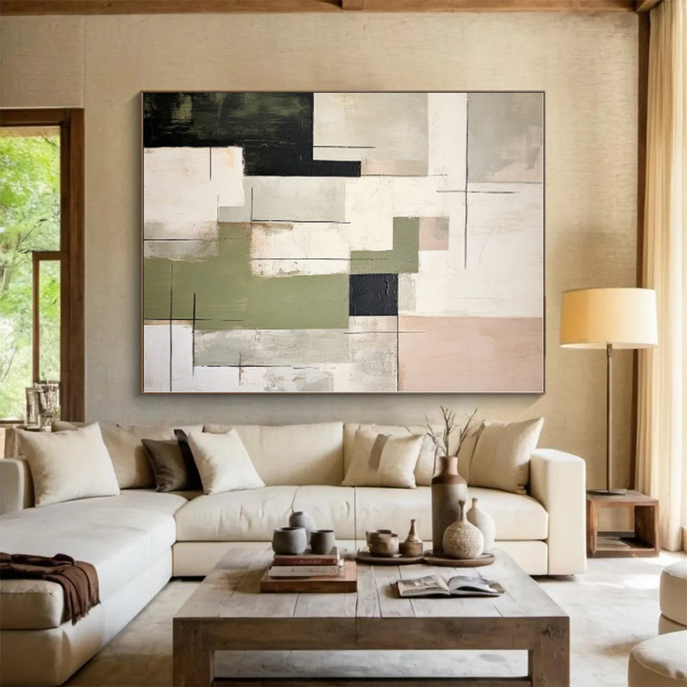 Oversized Personalized Abstract Painting for Home Office Zoom Background Wall