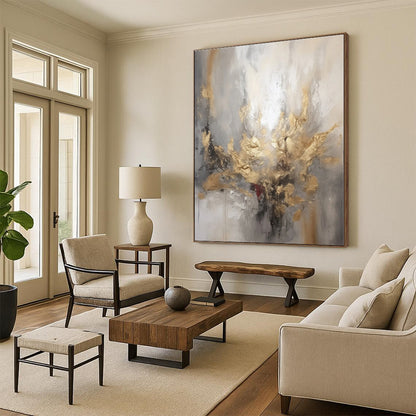 Super-Sized Custom Hand-Painted Abstract Painting for Home Wine Cellar Elegance Wall