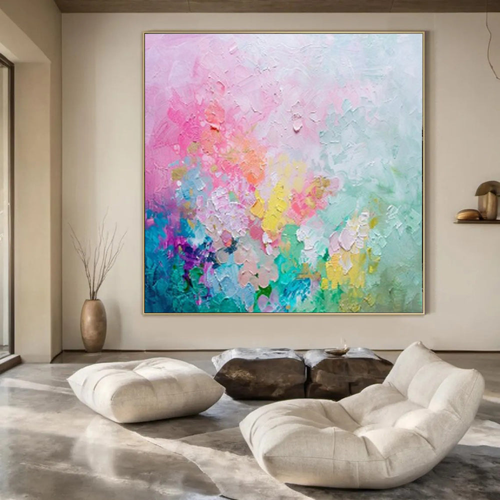 Large Hand-Painted Contemporary Abstract Wall Art for Family Home Game Rooms