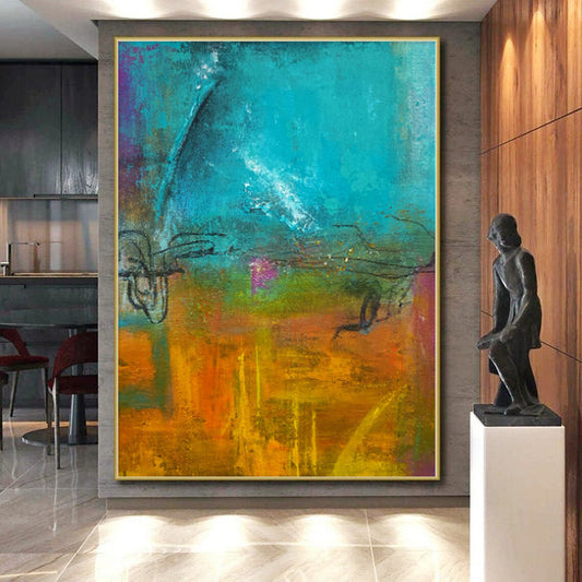 Custom Extra Large Abstract Circus Art - Commissioned Acrylic for Cabaret Theater Foyers