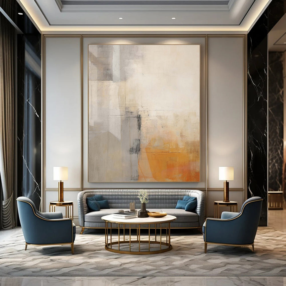 Large Hand-Painted Contemporary Abstract Wall Art for Family Home Laundry Rooms