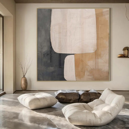 Oversized Hand-Painted Modern Abstract Painting for Family Home Sunrooms