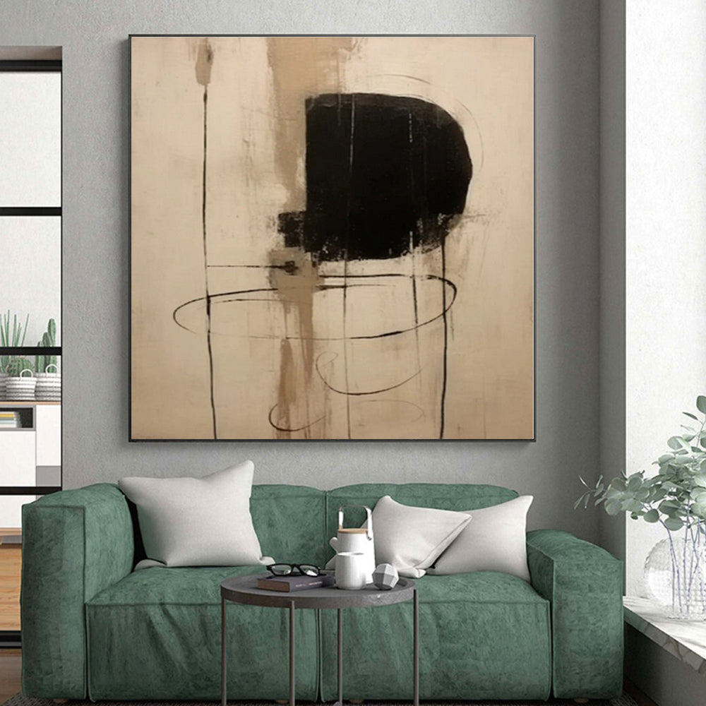 Gigantic Hand-Applied Abstract Painting for Home Library Knowledge Wall