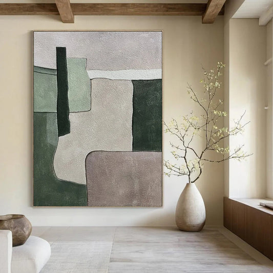Custom Hand-Painted Abstract Painting for Dining Room & Hotel Rooftop Gardens