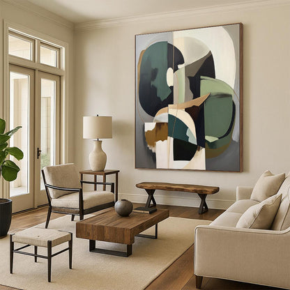 Huge Modern Abstract Painting for Contemporary Reading Nook Alcove Wall