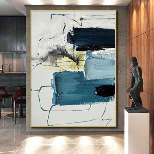 Custom Giant Hand-Painted Abstract Painting for Master Bedroom Accent Wall