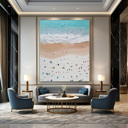 Extra-Huge Hand-Painted Modern Abstract Canvas for Living Room Above Fireplace Mantels