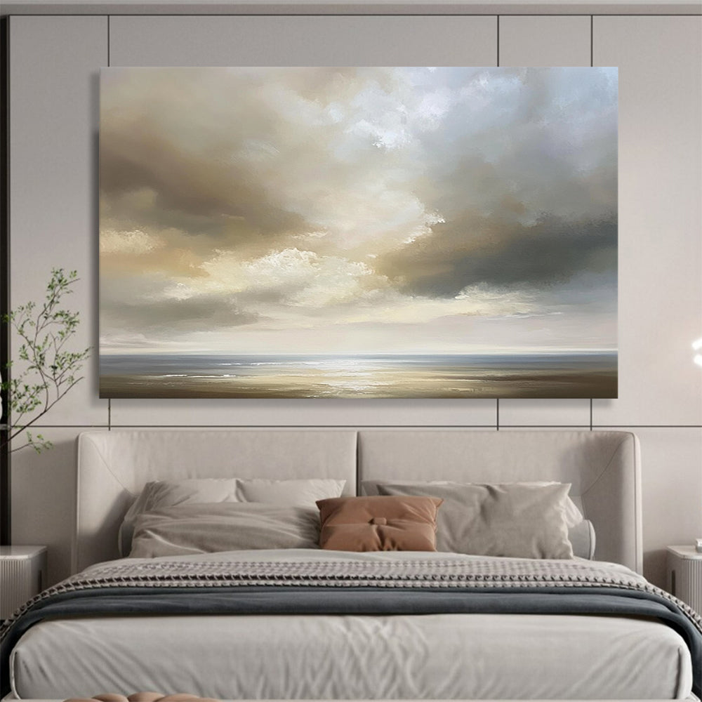 “Moody Sea and Sky” - Greys, Browns, Blues, Sea - Scape - Abstract Oil Painting HB1581