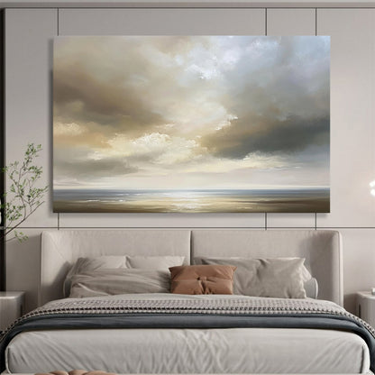 “Moody Sea and Sky” - Greys, Browns, Blues, Sea - Scape - Abstract Oil Painting HB1581