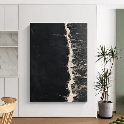 Vibrant contemporary abstract art featuring dark sea tones and striking white water lines, inspired by celebrated modern artists. DLZ0843