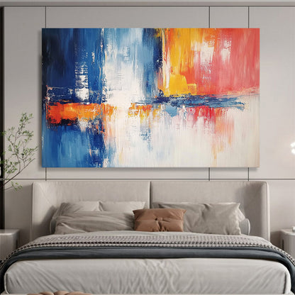 “Minimalist Abstract with Red Accent” - Beige, gray, white, red; Minimalist abstract with a red focal point; Acrylic Painting On Canvas HB1282