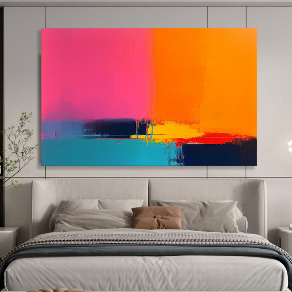 “Vibrant Color Field” - Pink, Orange, Blue, Yellow, Purple, Color Blocks - Painting On Canvas HB1437