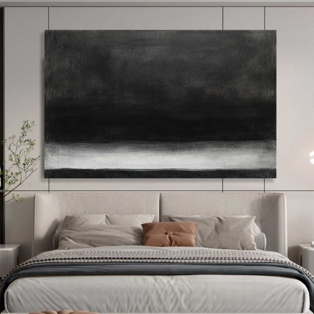 “Minimalist Black - White Gradient” - Black, White, Gray, Subtle Gradient Layers - Acrylic Painting HB1663