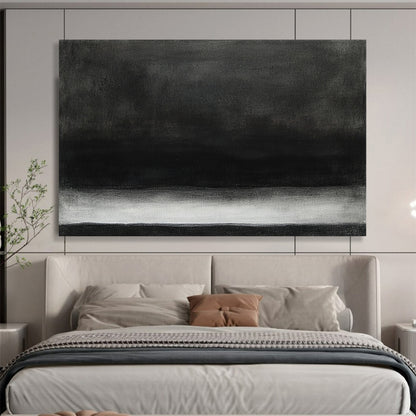 “Minimalist Black - White Gradient” - Black, White, Gray, Subtle Gradient Layers - Acrylic Painting HB1663
