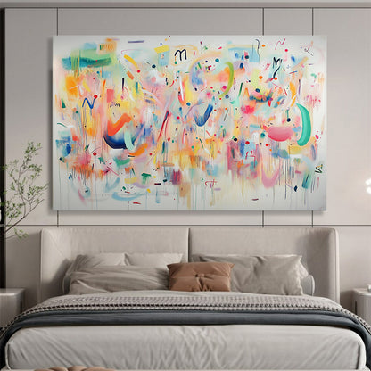 “Colorful Chaos Symphony” - Pastel hues, playful shapes, Abstract Expressionist Painting On Canvas HB0569