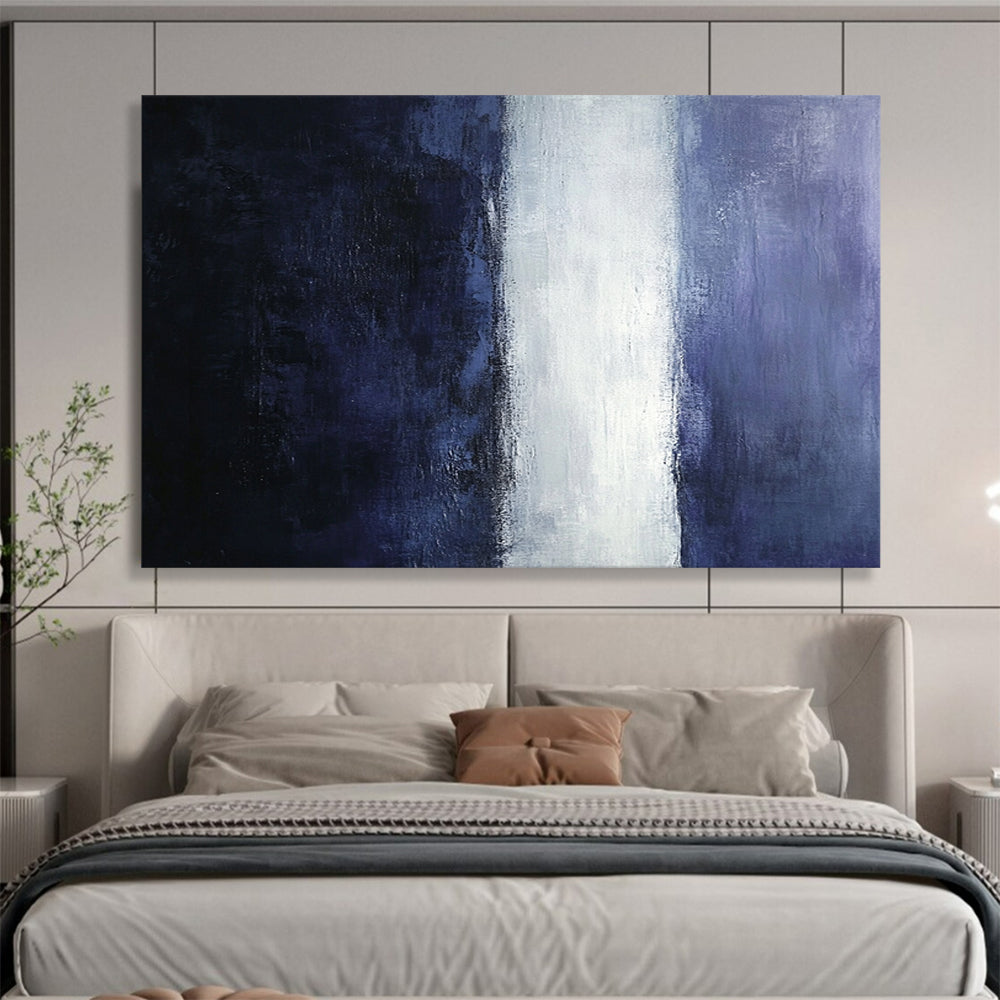 Gradient Purple, White & Navy - Color - Block Abstract Painting On Canvas HB0471